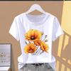 (Asian Size) Sweet Cute Lovely 90s Fashion Print Short Sleeve T-shirts Clothing T Female Casual Women's Top Graphic Tee