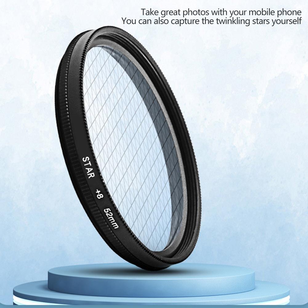52mm Rotatable Adjustable Phone Star Filter Firelight Lens for Jewelry Accessories Night Photography Sparkling Effect Capture