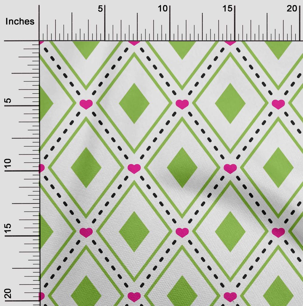 oneOone Cotton Flex Green Fabric Check  Dress Material Fabric Print Fabric By The Yard 40 Inch