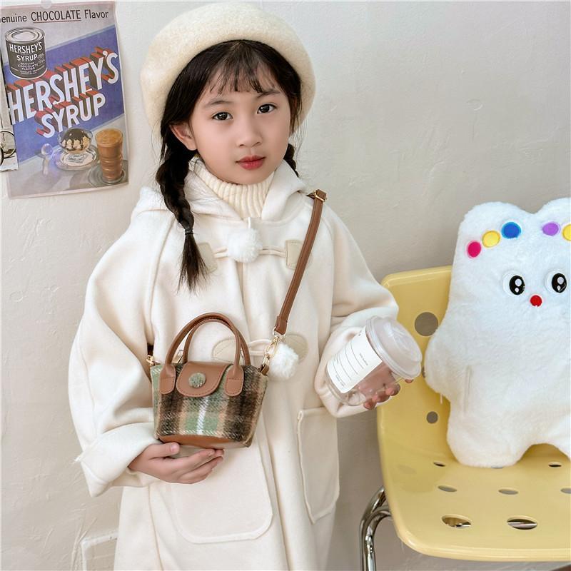 Stylish Retro Mini Tote Bag For Girls Trendy Plaid Crossbody Purse In Khaki Brown