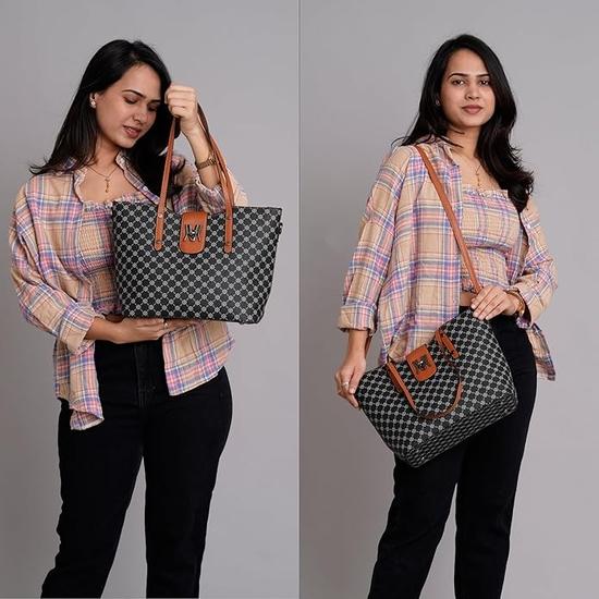 HUGGI Кошелек и сумка из искусственной кожи для женщин Сумки-тоуты для женщин Для офиса, путешествий и через плечо | Стильная пряжка на сумке и несколько карманов