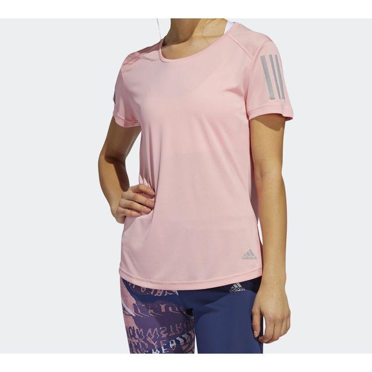 Adidas Own The Run Reflective Print Sports Tee Women Tops Pink FL7815