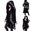 Women's Cardigans Autumn and Winter Long Hooded Cardigan Thickened Casual Punk Printed Long Sleeve Cardigan