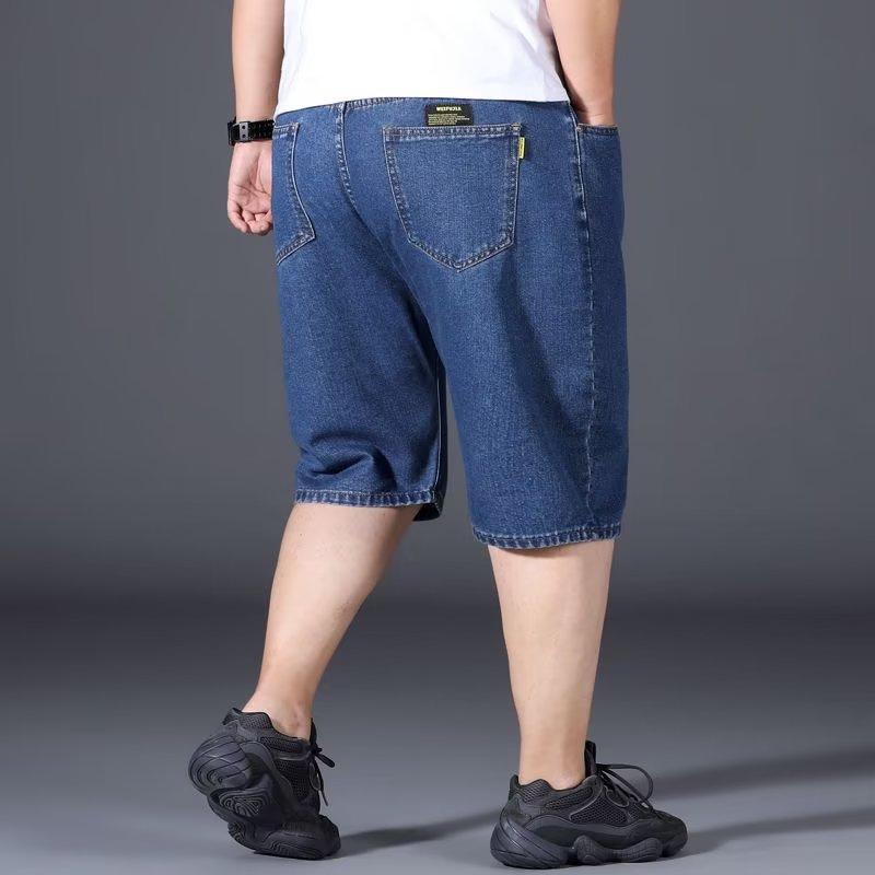 JYL Men's Denim Shorts Summer Plus Size Loose High Waist Fat Guy Denim