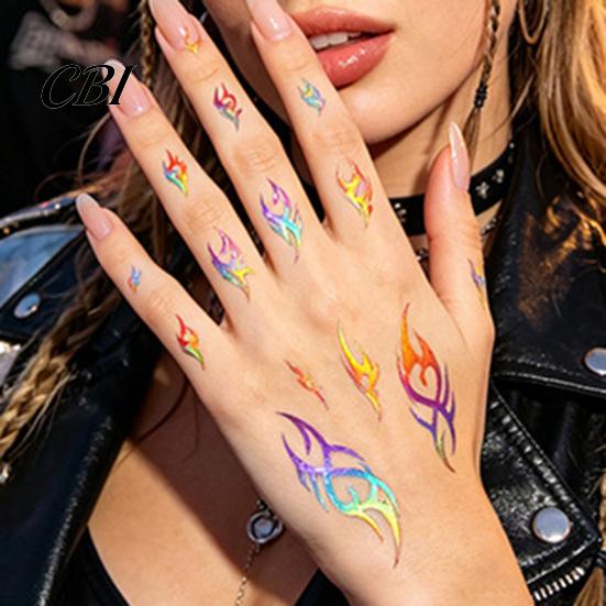 Temporary Body Art Decals 5 Sheets Holographic Lightning Tattoos, Waterproof Flash Tattoo Stickers Stickers, Full Color for Festival Party Easy Apply