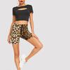 Модные женские шорты с леопардовым принтом, повседневные шорты для фитнеса со змеиным принтом для женщин, повседневные байкерские короткие шорты с высокой талией