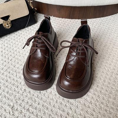 Модные весенние новые туфли на толстой подошве, женская мода, круглый носок, глубокий вырез, шнуровка спереди, водонепроницаемые, нескользящие лоферы