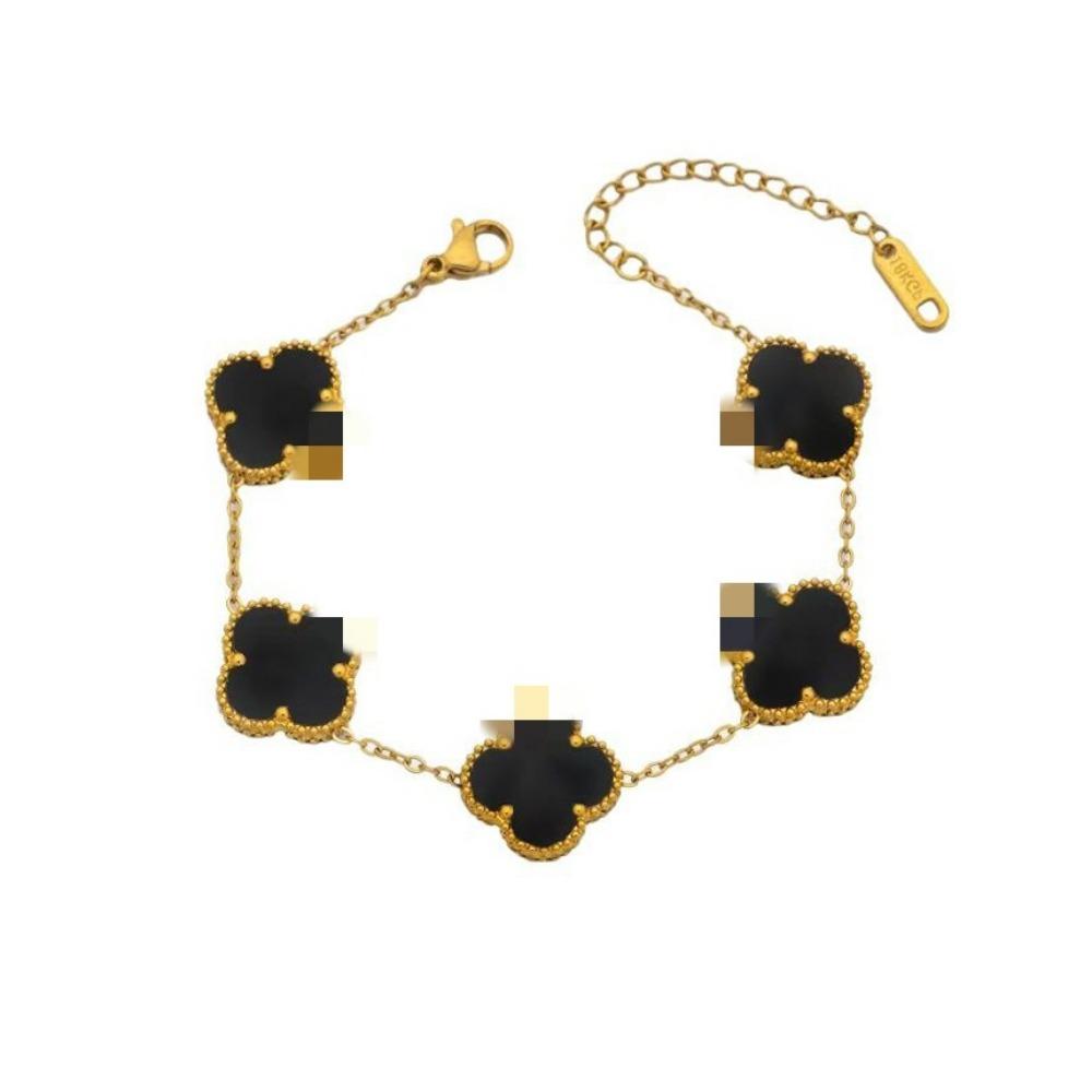 Браслет из титановой стали 'Счастливый четырехлистный клевер' 13 мм, двусторонний, не выцветающий, элегантное женское украшение