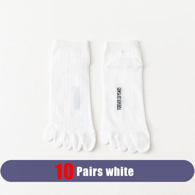 10 пар носков до щиколотки с пятью пальцами, мужские хлопковые полосатые однотонные дышащие впитывающие пот молодежные модные спортивные короткие носки для студентов