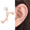 14K Gold Needle Rose Gold Pearl Cubic Stick Layered Piercing (S8538887)