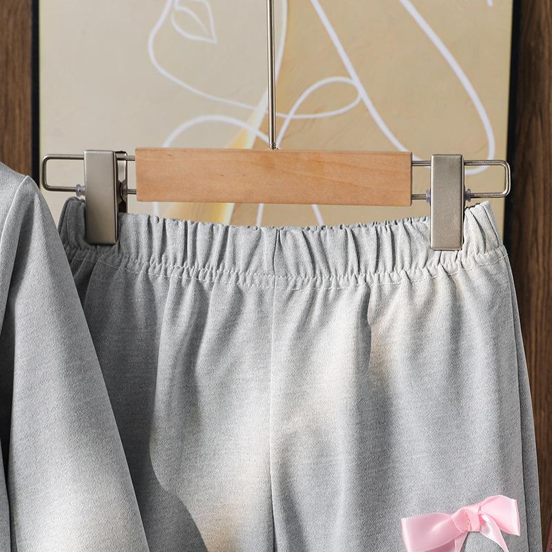 Наряд для малышки, Детская одежда, Осень, Новинка, Корейская версия, Толстовка с 3D бантом, Длинный рукав, Повседневные длинные брюки