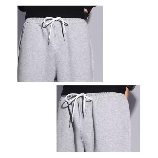 Мужские брюки весна-осень с боковыми карманами, эластичным поясом на шнурке, широкие штанины