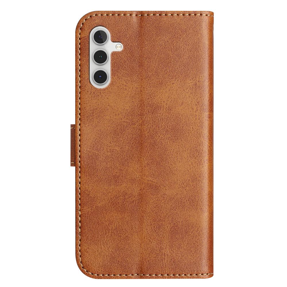 For Samsung Galaxy A25 5G (Global) (161.0 X 76.5 X 8.3mm) Stand Case with Strap PU Leather Wallet Phone Cover S Shape Stitching Design