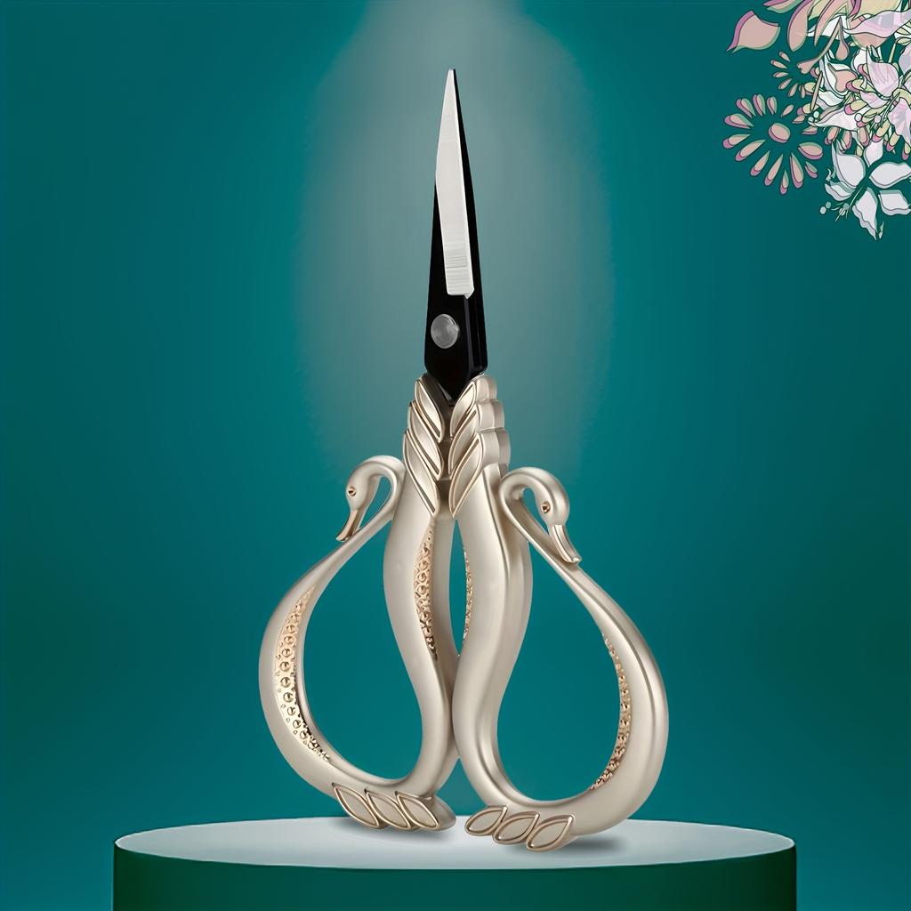 [1 шт. Винтажные стальные ножницы] Ножницы в винтажном стиле - 1 шт. Прочный стальной мини-резак для шитья с элегантными металлическими ручками | Идеально подходят для вышивки