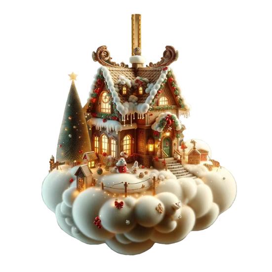 Рождественский домик подвеска акриловый 2D плоский подвесной орнамент мини мультфильм рождественский домик украшение для каминной полки дерева автомобиля