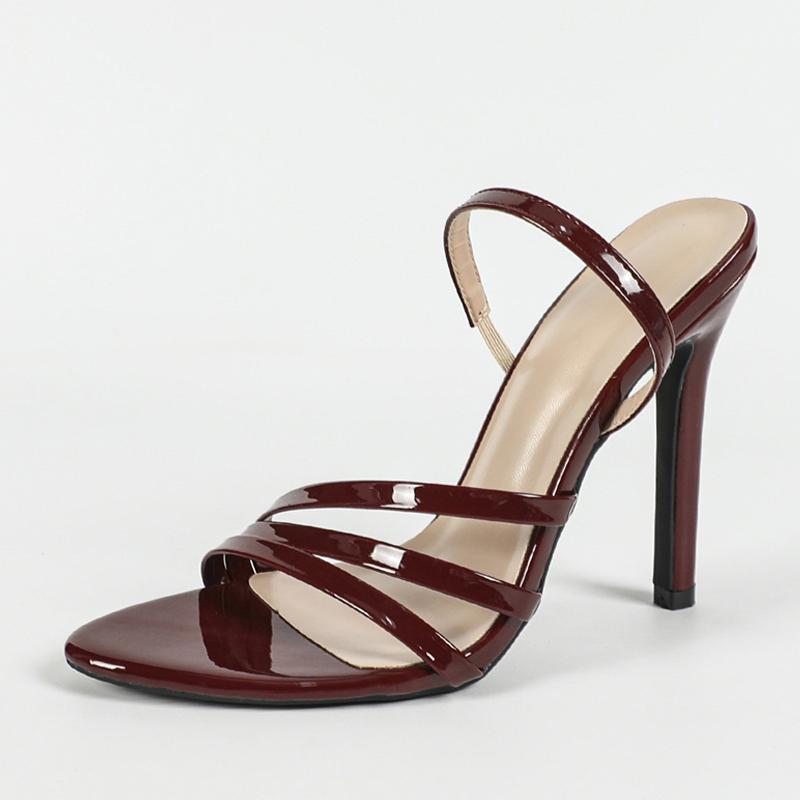 Liyke сексуальные босоножки без застежек на ремешке сзади женские лакированные кожаные узкие ремни с открытым носком гладиаторские туфли на высоком каблуке летние женские туфли размера 43