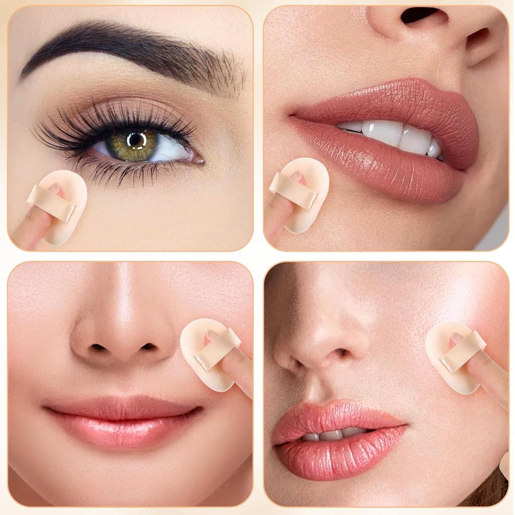 12 шт. Мягкая микрофибра Маленькая пуховка для пудры, 1,5 дюйма Маленькая пуховка Мини Моющиеся спонжи для макияжа для пудры Размером с палец для женщин Спонж для лица