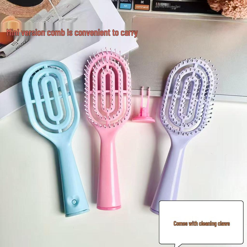 Macaron Mini Rib Comb: Dual-Use, Long Handle, High Skull Fluffy Massage for Styling Wet & Dry Hair