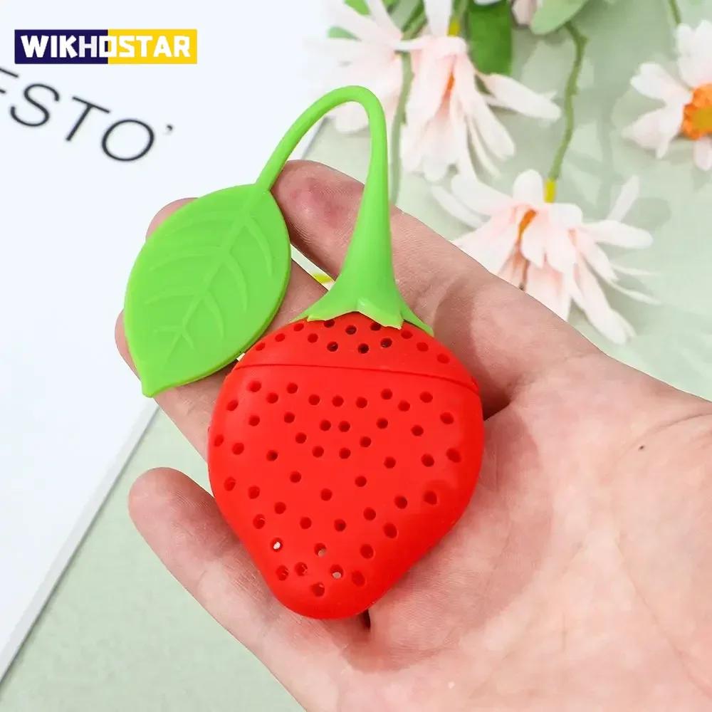 1/3pcs New Flexible Silicone Tea Infuser Coffee Filter Strawberry Tea Bag Silicone Tea Ball Holder Teapot Gadgets Herbal Spice Filter
