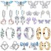 Серьги из серебра 925 пробы для женщин Набор Бабочка Корона Сердце Опал Кольца Висячие Стилей с Цветными Камнями Ежедневные Украшения Подарок