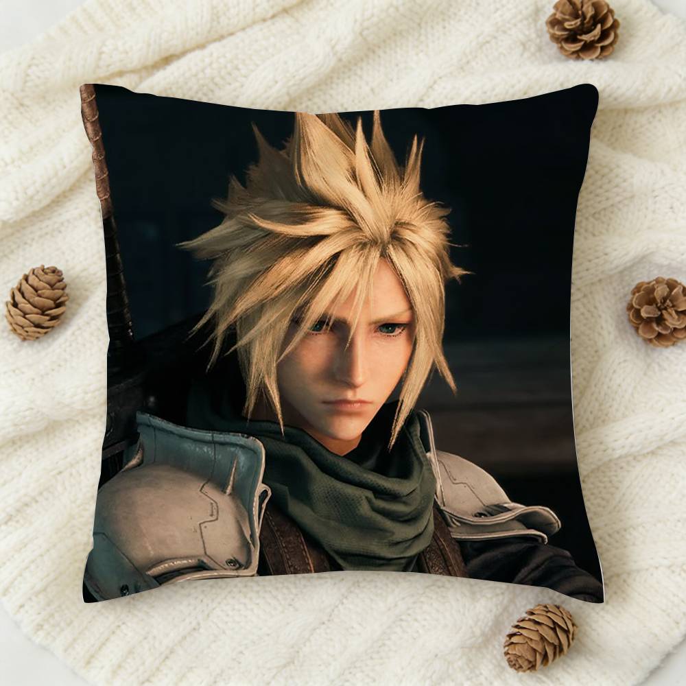 Games Figure Tifa Cloud Strife Doublesided Printed Square Decorative Cushion Cover for Sofa Living Room Home Decor