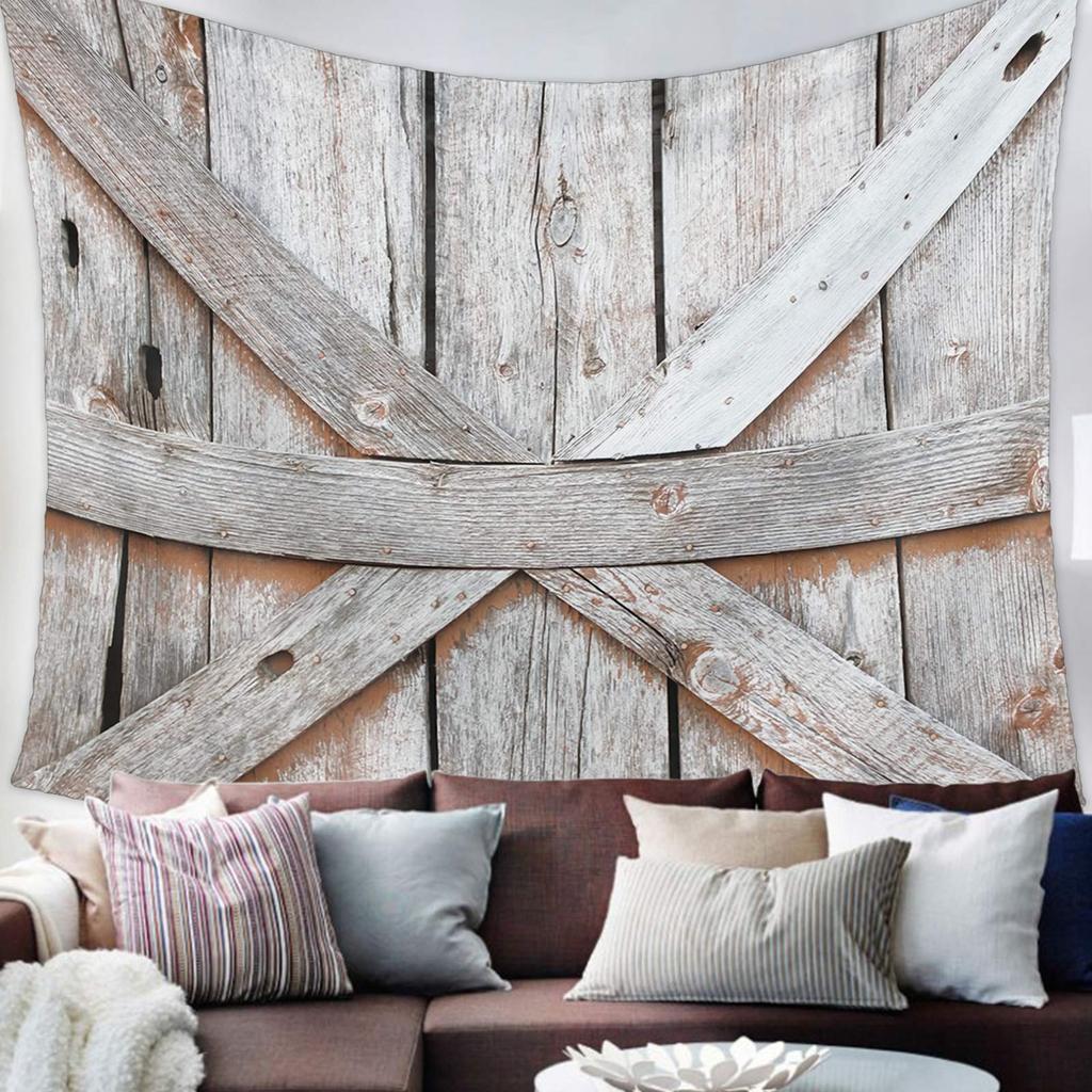 Деревянный гобелен с принтом на дверь сарая в деревенском стиле, домашняя спальня, гостиная, декор стен общежития, тканевый гобелен