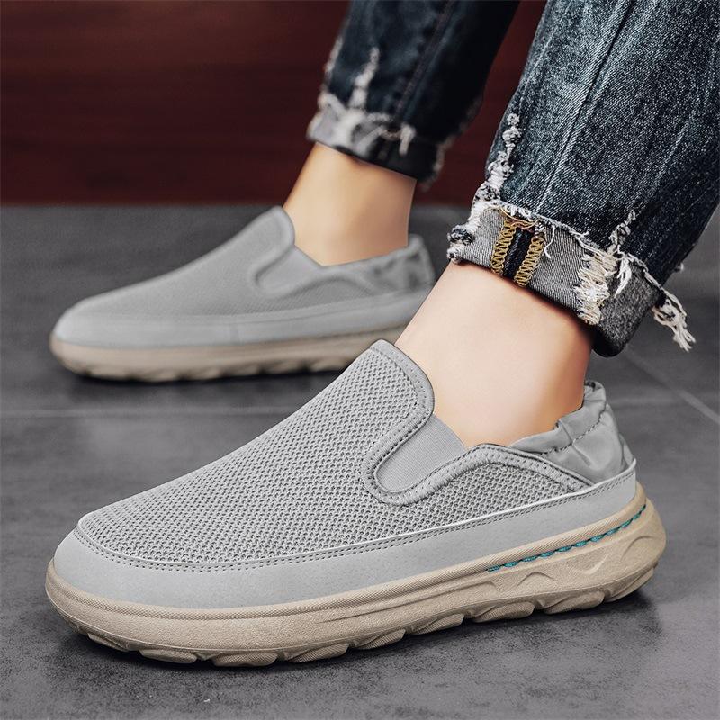 Men's Shoes Spring and Summer Breathable Mesh Cloth Shoes Thin Lightweight One-pedal Lazy Old Beijing Casual Shoes