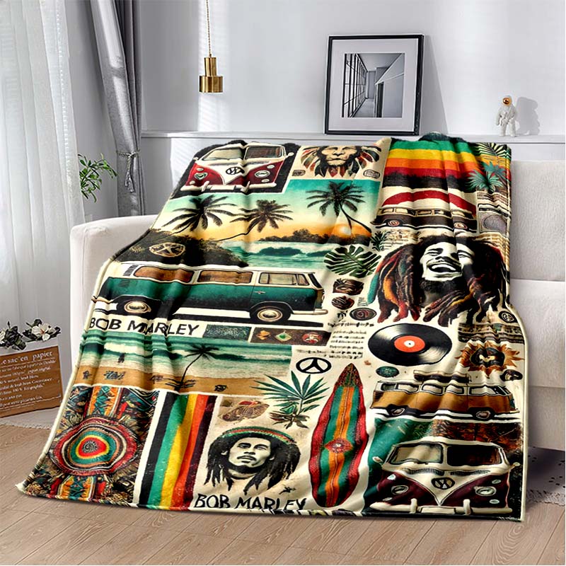 Bob Marley Album Blanket Reggae Music Jamaican Style Soft Flannel Blanket Home Sofa Bed Cover Warm Travel Christmas Gift Blanket