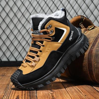 Мужские зимние сноубутсы больших размеров с флисовой подкладкой, высокие, нескользящие, износостойкие, в стиле мартин.