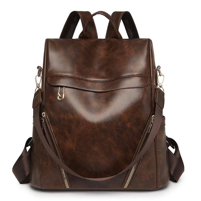 Soft Leather Backpack Women's Large Capacity Backpack Student Schoolbag