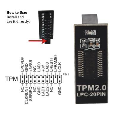 Модуль LPC TPM Модуль TPM 2.0 Интерфейс LPC 20-контактный Плата безопасности шифрования удаленной карты Электронный компонент Модуль TPM 2.0