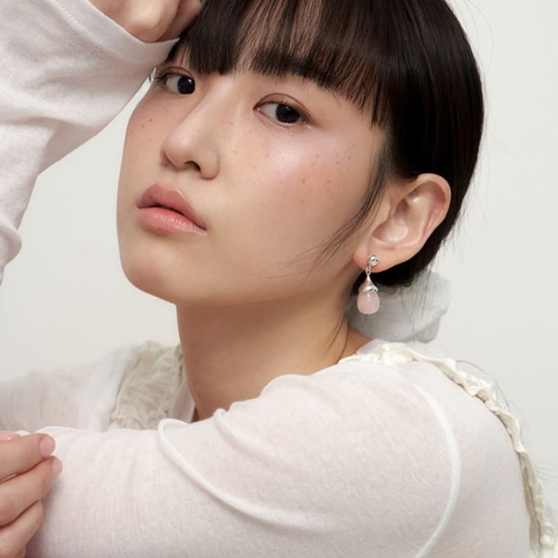 geegee [silver925] rose quartz earring