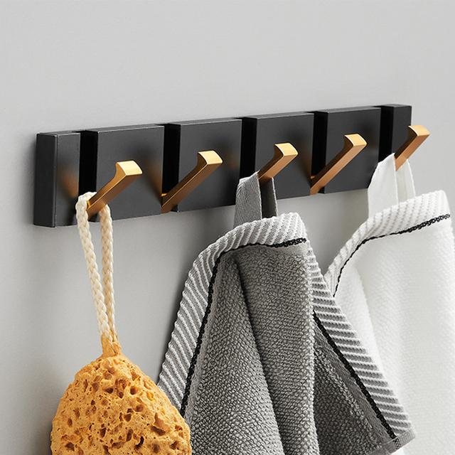 Folding Towel Holder Punch-free Wall Hooks Coat Clothes Rack  Towel Hanger Bathroom Shelf Kitchen Tools for Home Accessories
