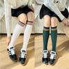 Double-Needle Combed Cotton Color Matching Color Striped Medium Tube Socks Women'S Jk Knee Calf Socks Japanese College Style