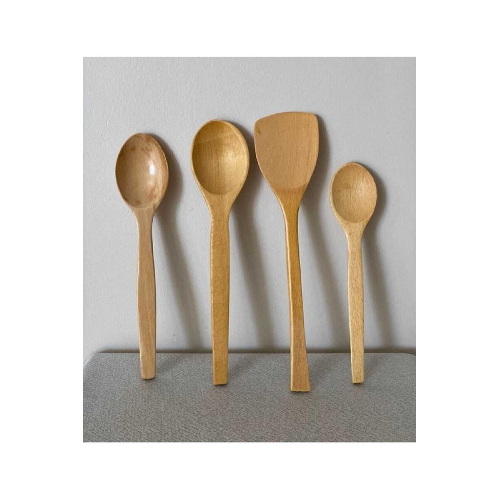 Set Of 4 ''bamboo'' Dinnerware - 4 Size Bamboo Spoons - Wooden Spoons. (23cm.-28cm.-32cm.)