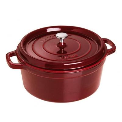 Кастрюля - STAUB - Гранатовый 26см - 5л - Эмалированный чугун - Совместима с индукцией - Крышка с системой орошения