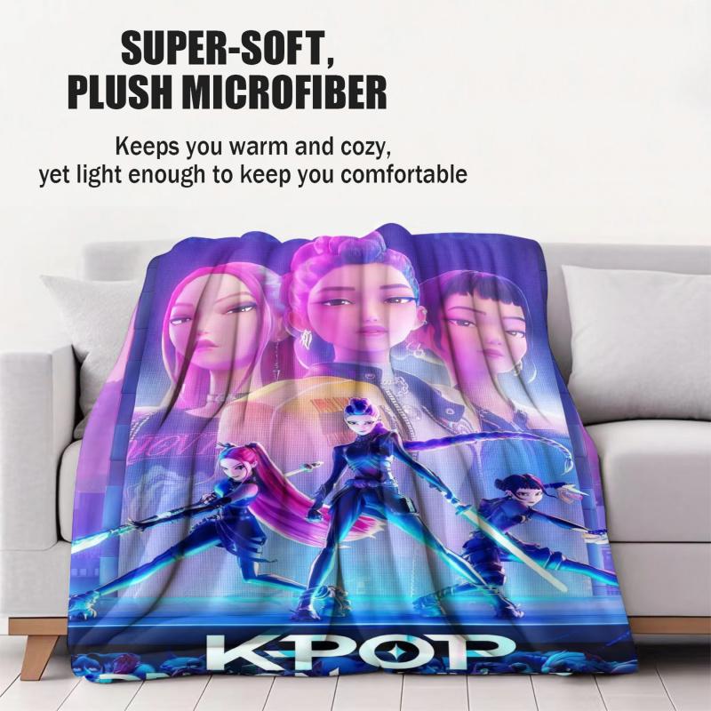 Плед K-Pop Охотники на демонов для девочек и мальчиков Плюшевый плед Новинка Теплый плед Всесезонный Подарок для кровати Дивана Офиса Походной поездки