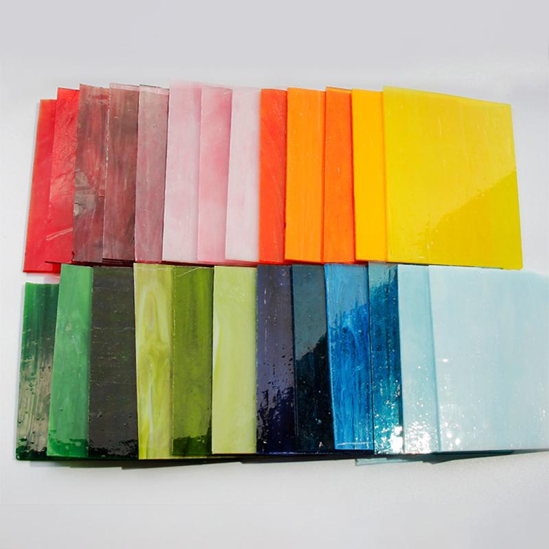 10x10cm Gradient Colors Square Glass Mosaic Tiles Stained Mosaic Stones Diy Handmade Coaster Mosaic Puzzle Making Art Wall Decor