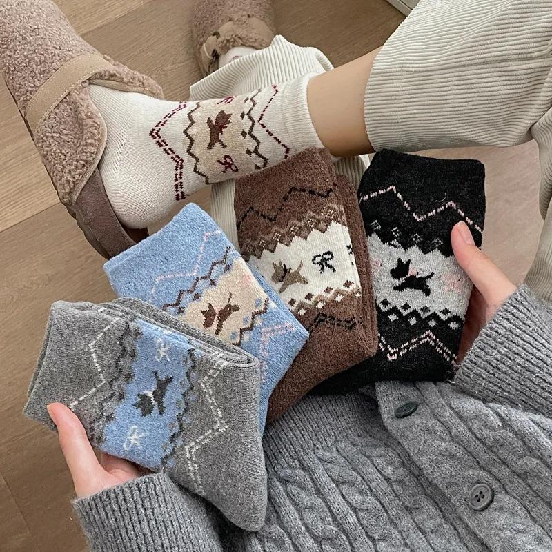 Christmas Socks Women's Cozy Fleece Lined Snow Socks Adult Leg Warmers Carpet Slippers Bedroom Cartoon Dog Pattern Quality Sock