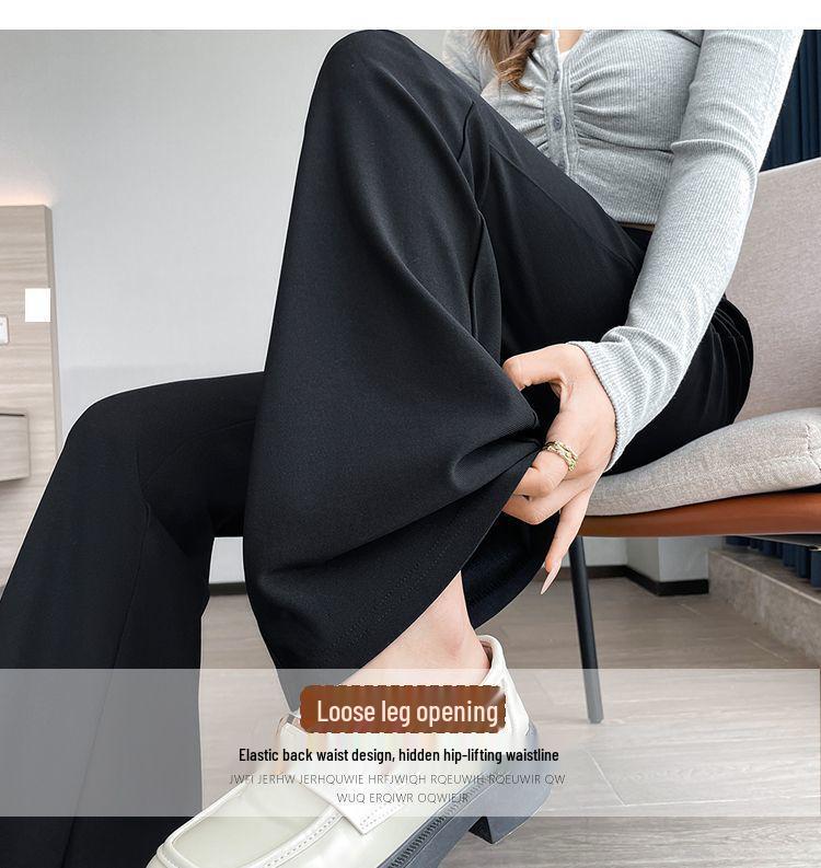 2026 New Style Black High-Waisted Flare Pants for Petite Women - Slimming and Drapey Horseshoe Suit Casuals