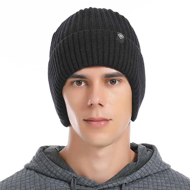 Winter Cycling Ear Protection Velvet Knitted Hat Korean Solid Color Knitted Hat Men's Warm Hat Yarn Hats