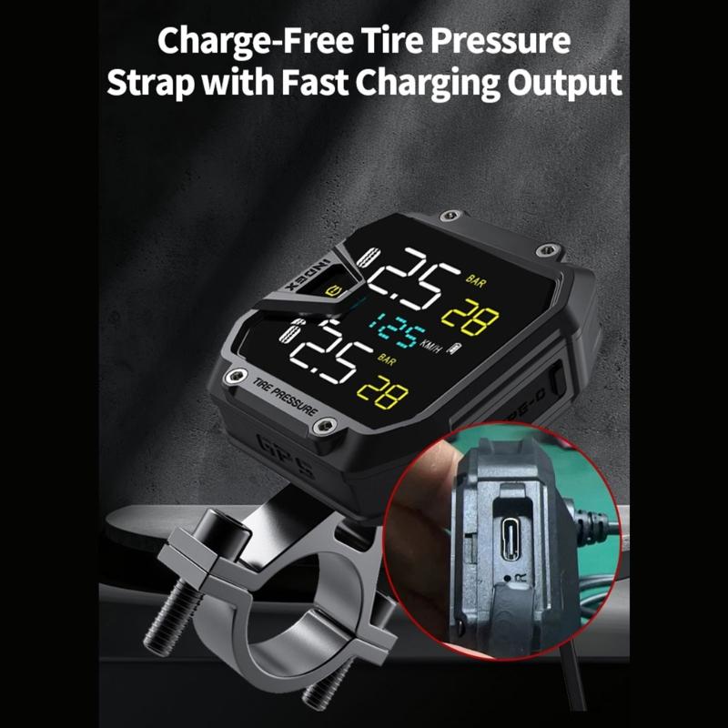 ЖК-цифровой дисплей Мотоциклетная TPMS Система контроля давления в шинах Монитор шин Универсальный Аварийный сигнал температуры шин