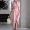 Women's 3/4 Sleeve V Neck Midi Sheath Bodycon Dress Formal Faux Wrap Cocktail Work Dress Office Business Outfit