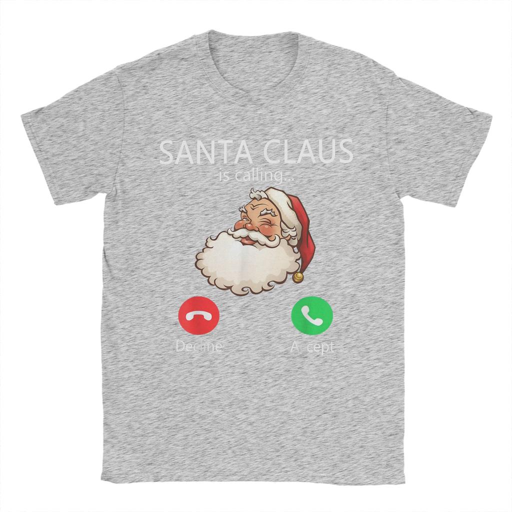 Mens T-Shirt Santa Claus is Calling Funny Christmas Holiday T Shirts Harajuku Summer Tees Y2K Funny Casual Clothes