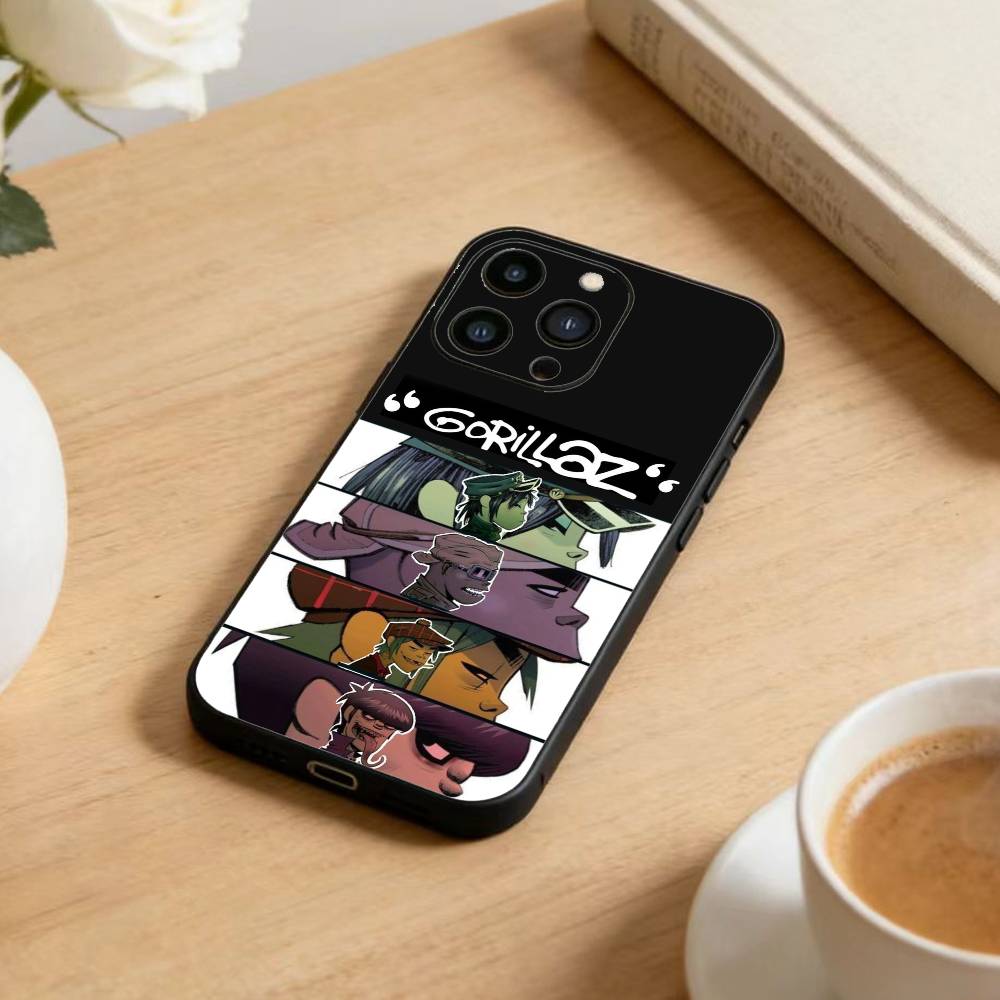 Комикс R-Rock Band G-gorillaz Чехол для телефона для iPhone 17 16 15 14 13 12 Max Plus Силиконовый Черный Чехол