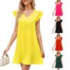 Women's Fashion Solid Colour V-Neck Bubble Sleeve Loose Casual Dresses