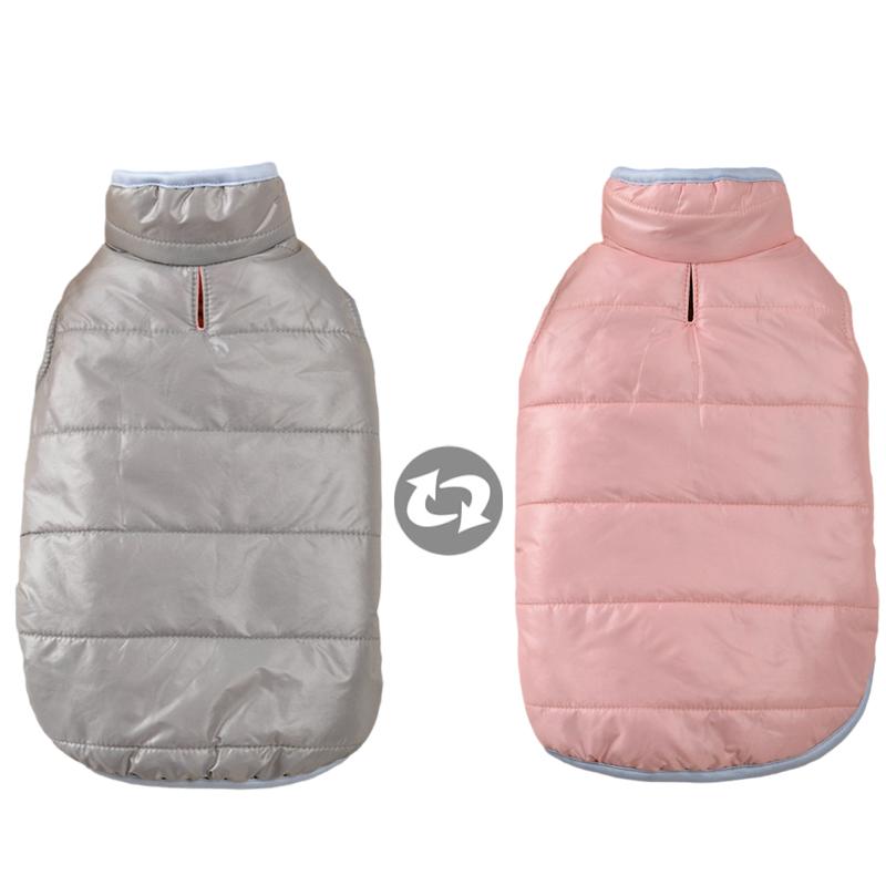 Двусторонняя зимняя куртка-пуховик для собак, водонепроницаемая, утолщенная, теплая одежда для собак маленьких и средних пород, костюм для кошек, пальто для французского бульдога