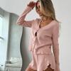 Летний сексуальный кардиган и трикотажные шорты с длинным рукавом, женский мягкий пижамный комплект