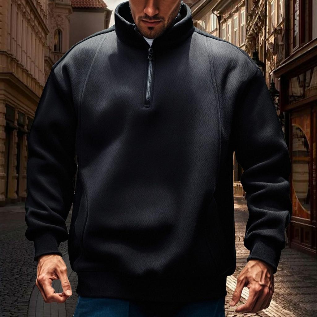 Men Casual Fashion Fall Shirt Long Sleeve Men's Trendy  Pullover Tops Collar Sweatshirt