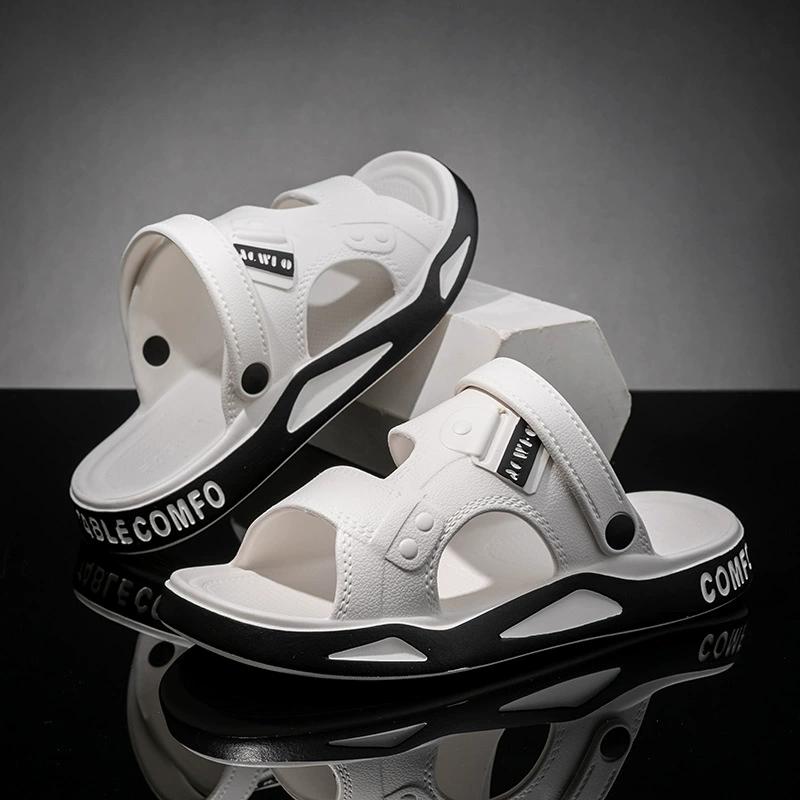 Мужские тапочки, летние сандалии, легкие взрослые пляжные туфли на толстой подошве, нескользящие сандалии с открытым носком для улицы